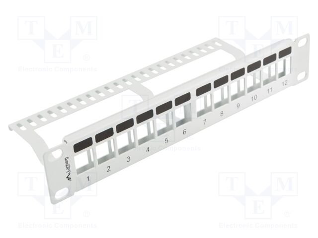 Patch panel; white; Number of ports: 12; Standard: 10"; rack 10"