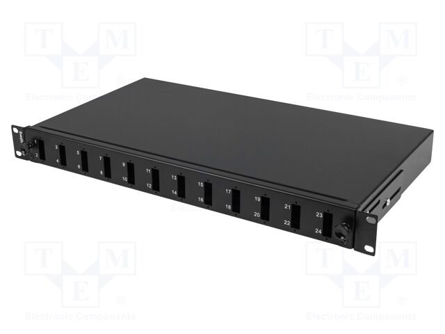 Fiber patch panel; black; Number of ports: 12; Standard: 19"