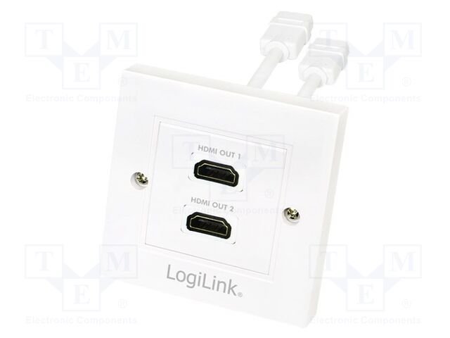 Wall socket; white; HDMI socket x4; wall mount; No.of sockets: 2