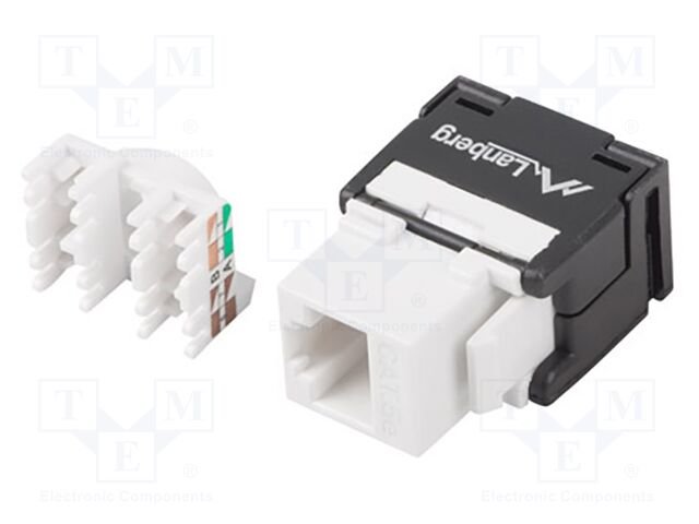 RJ45 module; white,black; Cat: 5e; on cable; RJ45 socket; -10÷60°C