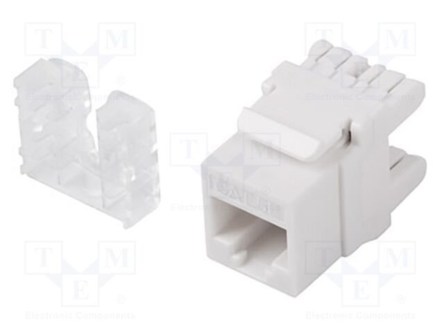 RJ45 module; white; Cat: 6; on cable; RJ45 socket; -10÷60°C; LSA