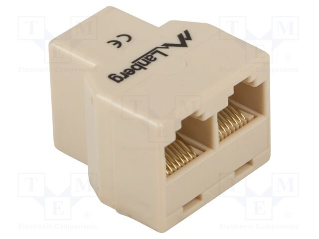 Splitter; brown; RJ45 socket x3; Shielding: unshielded