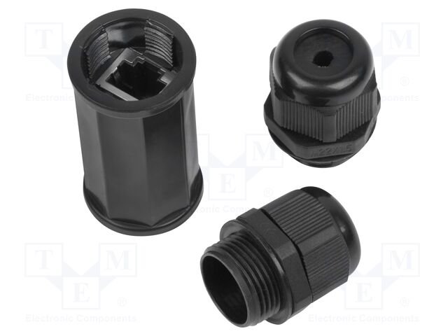 RJ 45 coupler; black; Cat: 6; RJ45 socket,both sides; IP67