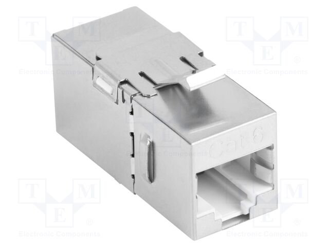 RJ 45 coupler; silver; Cat: 6; RJ45 socket,both sides; 8p8c