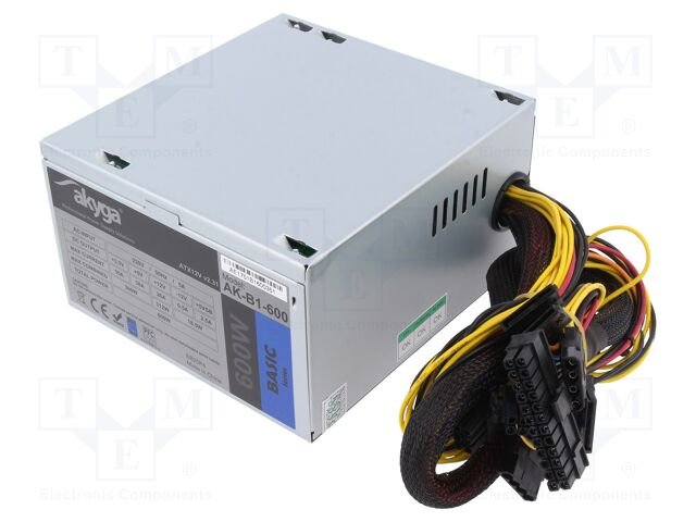 Power supply: computer; ATX; 600W; 3.3/5/12V; Features: fan 12cm