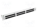 Patch panel; white; Number of ports: 48; Standard: 19"; Cat: 6; RACK
