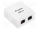 Wall socket; white; Cat: 6; RJ45 socket x2; wall mount; IP20