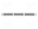 Patch panel; white; Number of ports: 24; Standard: 19"; Cat: 6; RACK