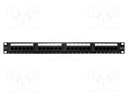 Patch panel; black; Number of ports: 24; Cat: 5e; RJ45 socket x24