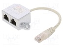 Splitter; RJ45 socket x2,RJ45 plug x1; 0.15m; F/UTP; Colour: grey