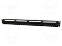 Patch panel; black; Number of ports: 24; Standard: 19"; Cat: 6; RACK