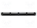 Patch panel; black; Number of ports: 24; Cat: 6; RJ45 socket x24