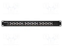 Patch panel; black; Number of ports: 12; RJ45 socket x12; RACK