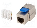 RJ45 module; silver; Cat: 6; on cable; RJ45 socket; -10÷60°C; 57V