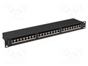 Patch panel; black; Number of ports: 24; Standard: 19"; Cat: 6a