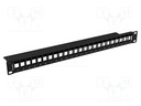 Patch panel; black; Number of ports: 24; Standard: 19"; rack 19"
