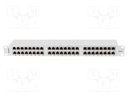 Patch panel; white; Number of ports: 48; Standard: 19"; Cat: 6; RACK