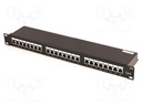 Patch panel; black; Number of ports: 24; Standard: 19"; Cat: 6; RACK