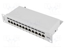 Patch panel; white; Number of ports: 12; Standard: 10"; Cat: 6; RACK