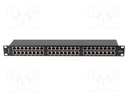 Patch panel; black; Number of ports: 48; Standard: 19"; Cat: 6; RACK