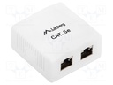 Wall socket; white; Cat: 5e; RJ45 socket x2; wall mount; IP20