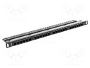 Patch panel; black; Number of ports: 24; Standard: 19"; Cat: 5e