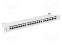 Patch panel; white; Number of ports: 24; Standard: 19"; Cat: 7; RACK