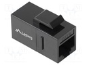 RJ 45 coupler; black; Cat: 6; RJ45 socket,both sides; Support: PoE
