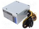 Power supply: computer; ATX; 600W; 3.3/5/12V; Features: fan 12cm